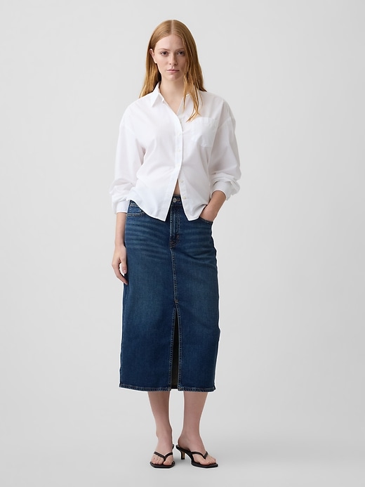 Image number 1 showing, Denim Midi Skirt