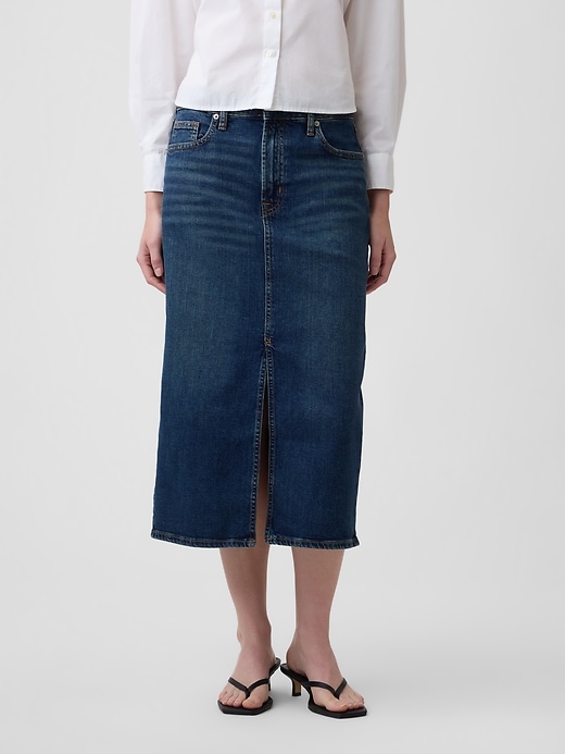 Image number 3 showing, Denim Midi Skirt