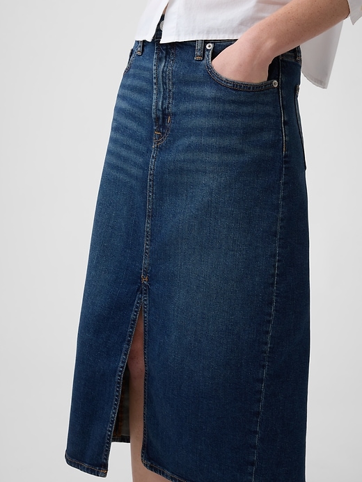 Image number 4 showing, Denim Midi Skirt
