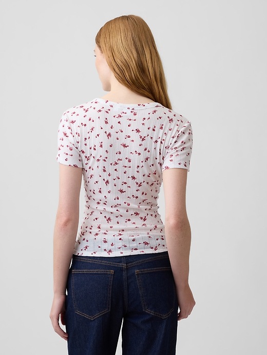 Image number 2 showing, Essential Ribbed Pointelle Crewneck T-Shirt