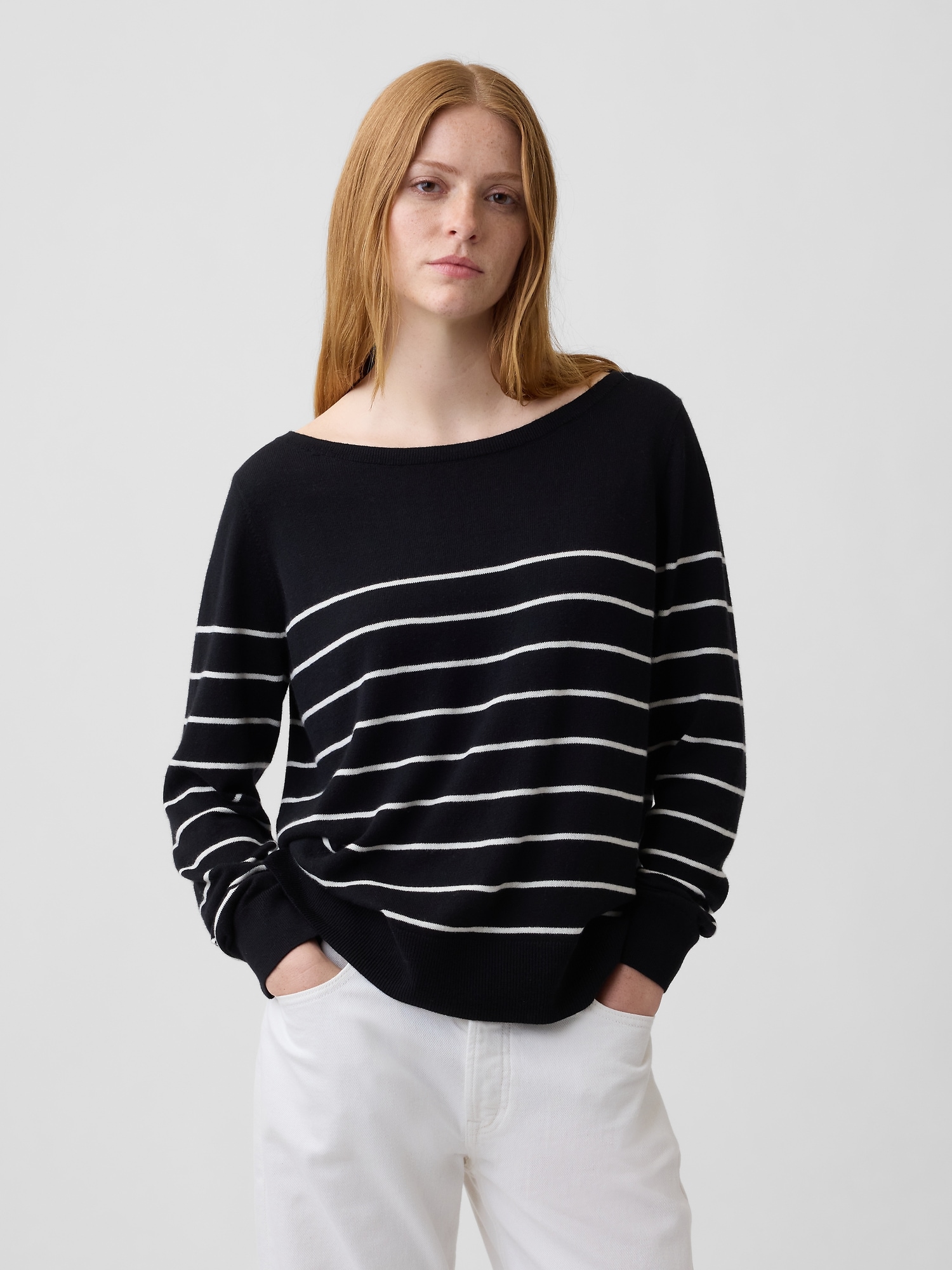 Relaxed Jersey Boatneck Sweater