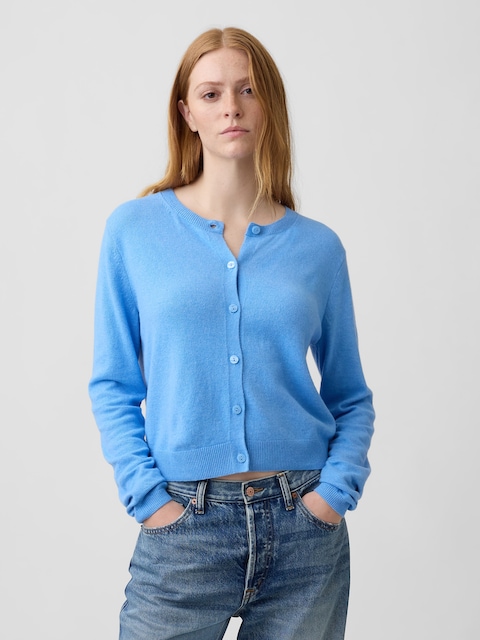 CashSoft Cropped Crewneck Cardigan