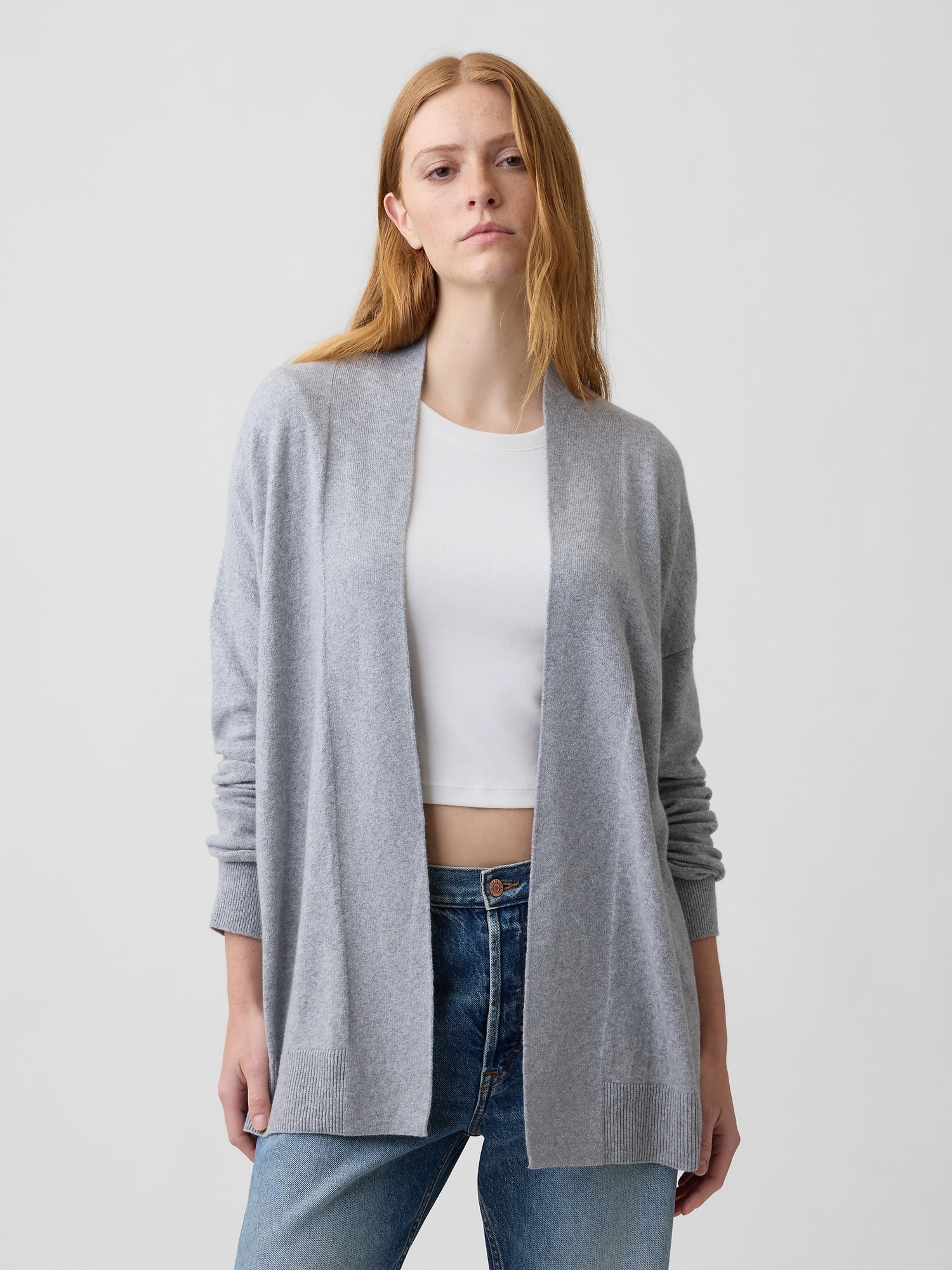 CashSoft Relaxed Open-Front Cardigan