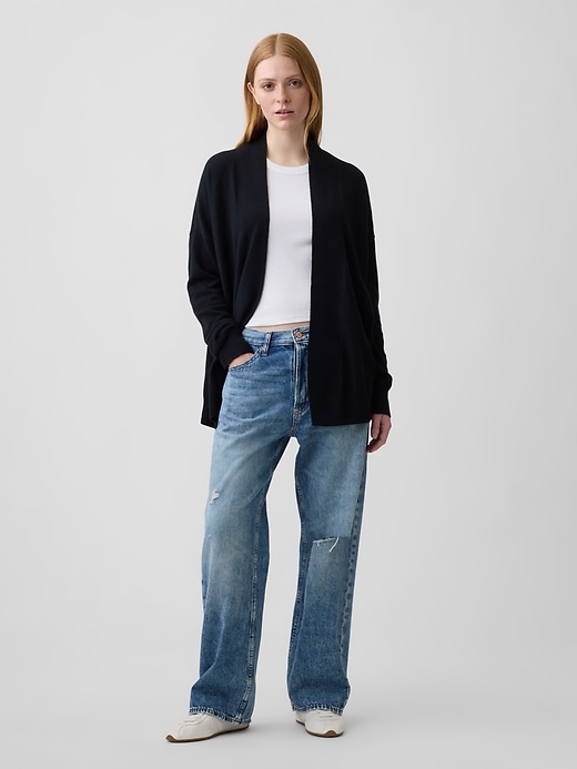 Image number 3 showing, CashSoft Relaxed Open-Front Cardigan