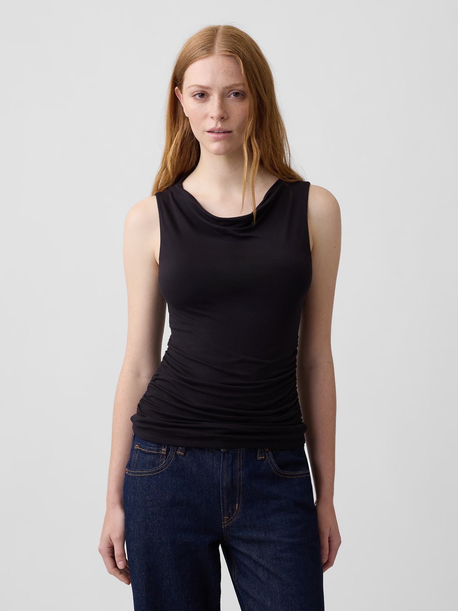 Sleeveless Cowl-Neck Top