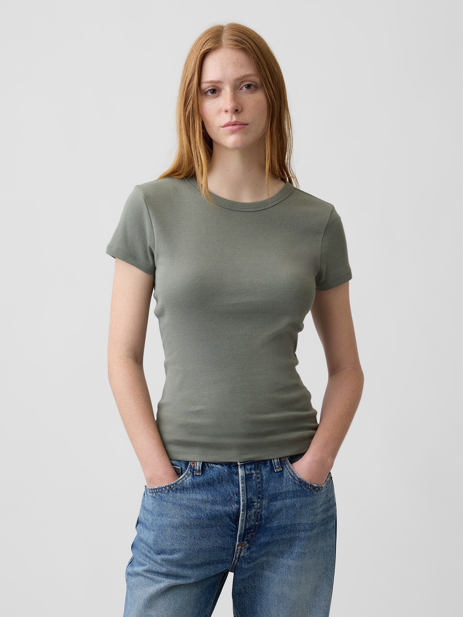 Ribbed Crewneck T-Shirt