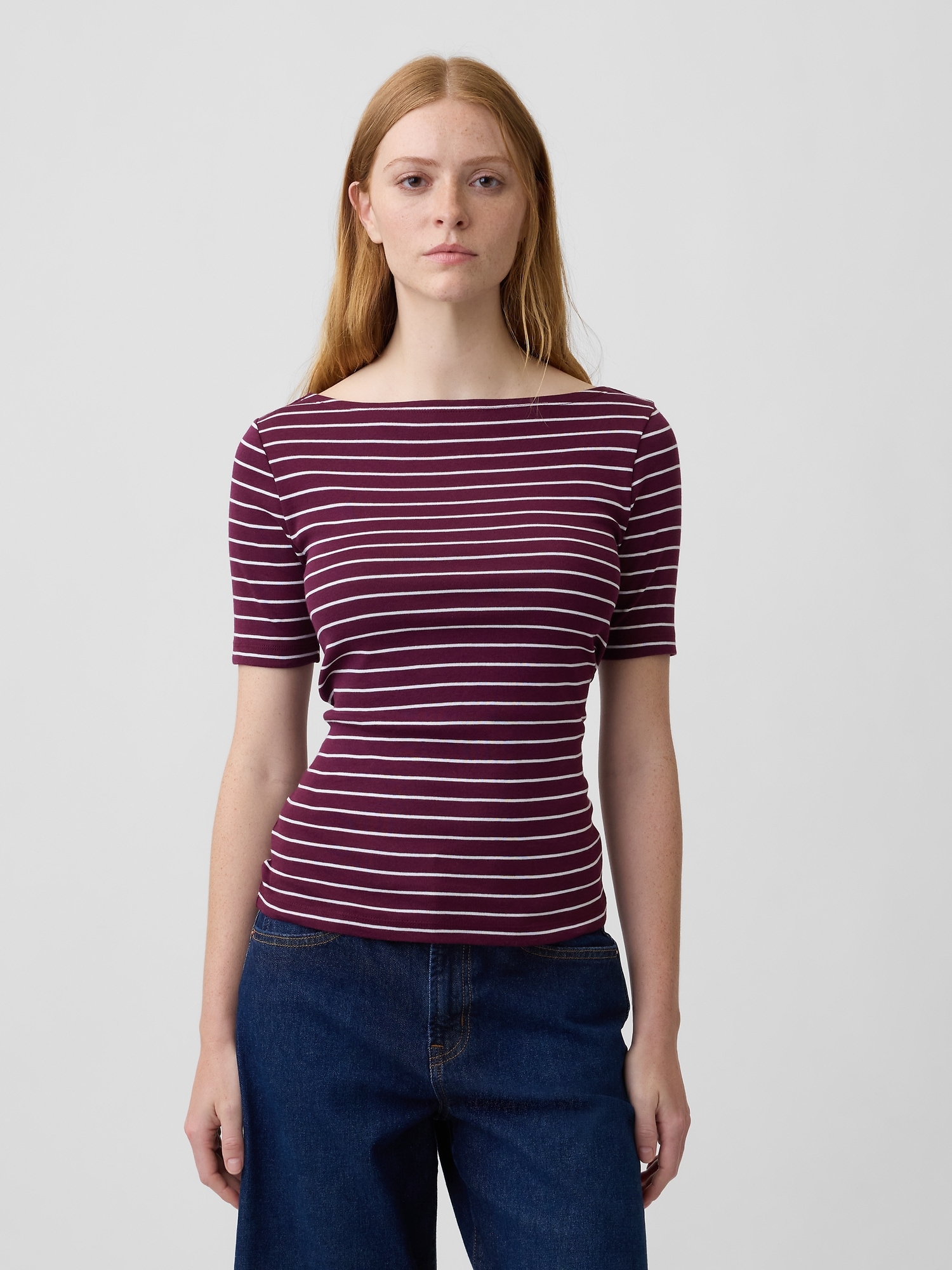 Modern Ribbed Boatneck Top