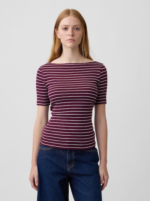 Modern Ribbed Boatneck Top