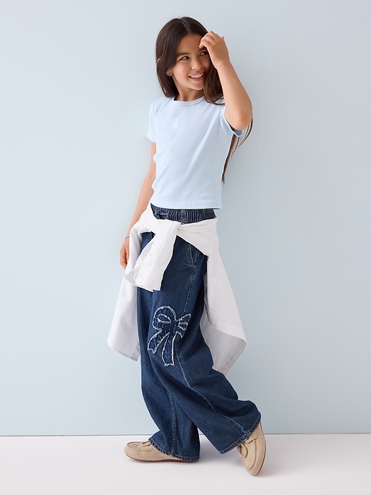 Image number 4 showing, Kids Mid Rise Pull-On Wide-Leg Jeans