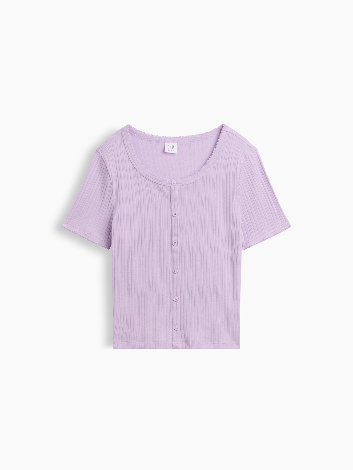 Kids Ribbed Button-Front Top