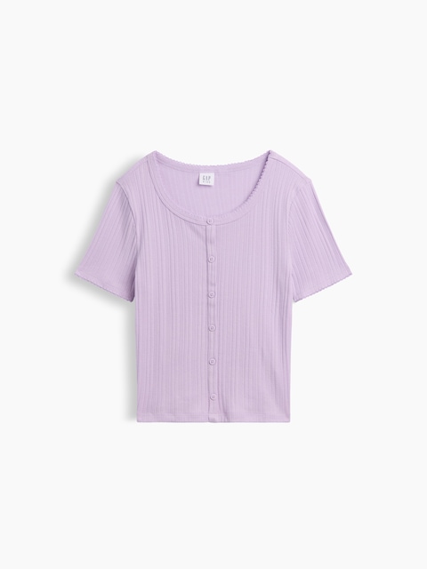 Kids Ribbed Button-Front Top