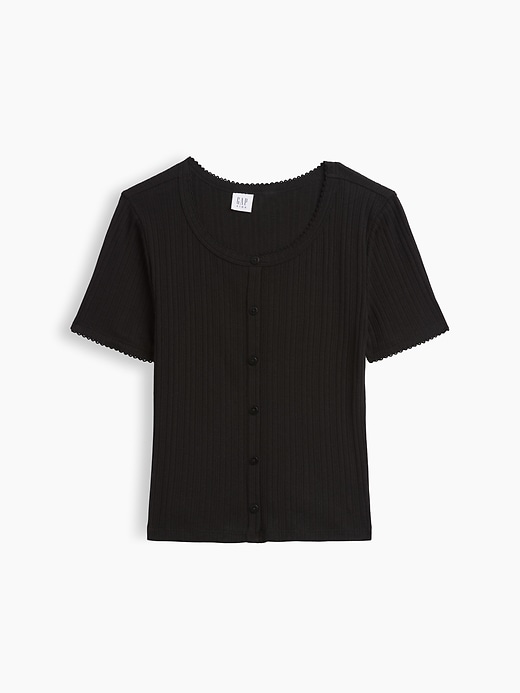 Image number 1 showing, Kids Ribbed Button-Front Top
