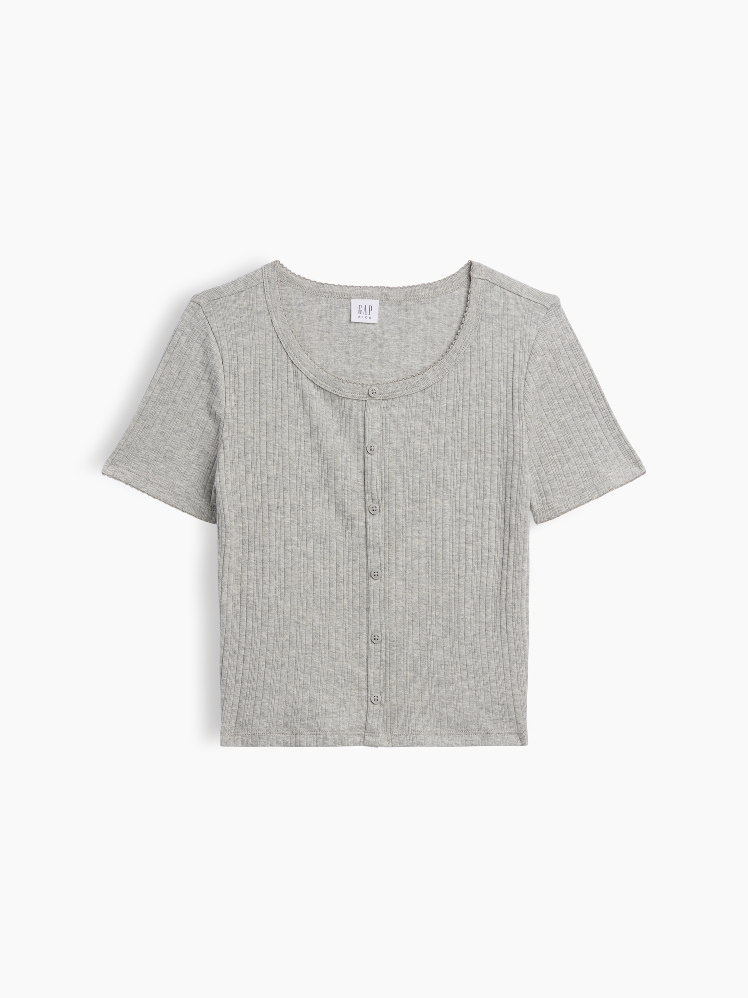 Kids Ribbed Button-Front Top