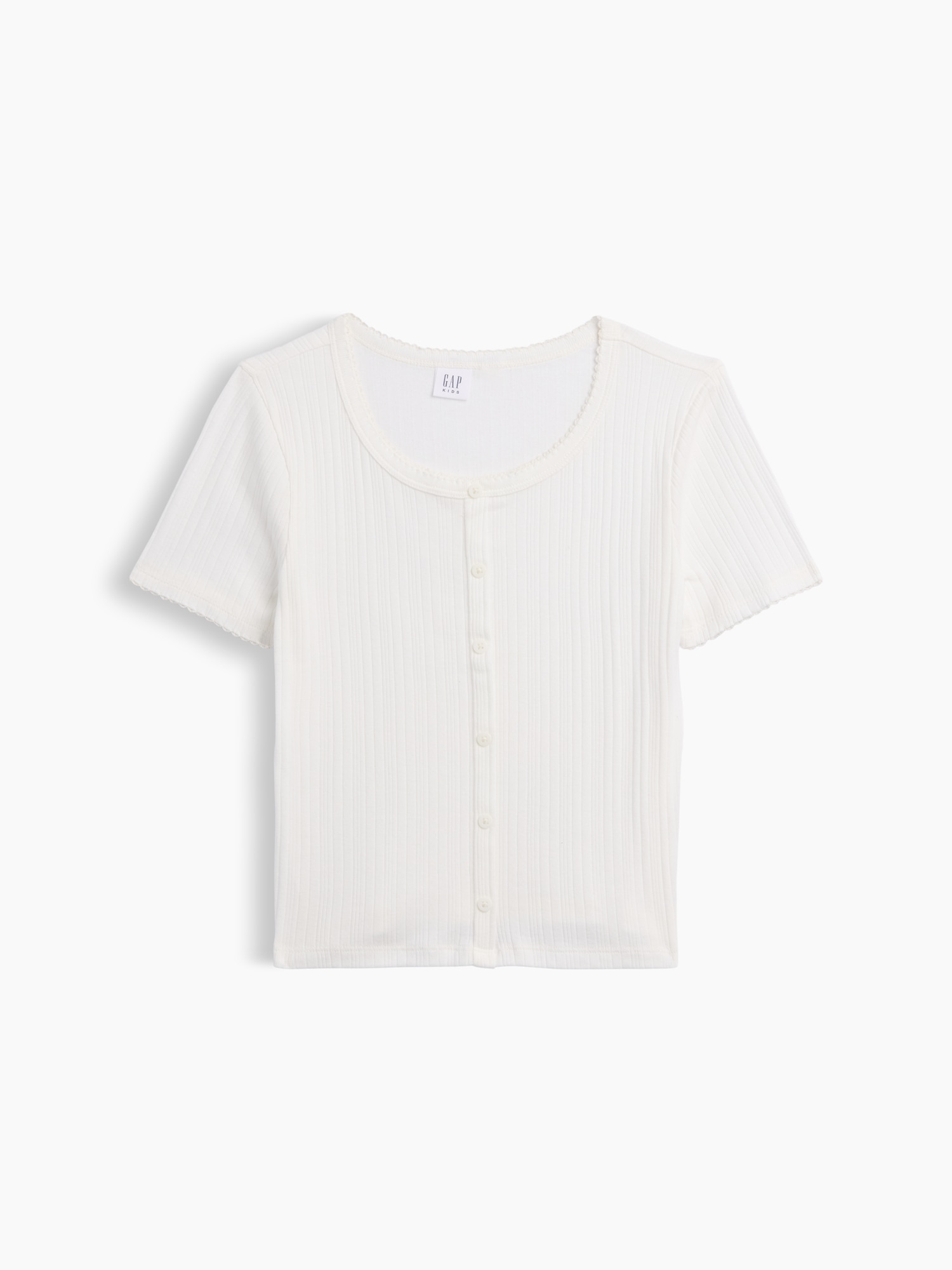 Kids Ribbed Button-Front Top