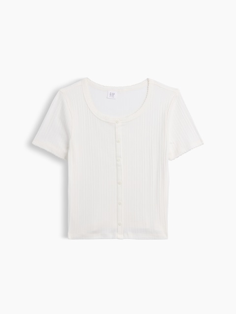 Kids Ribbed Button-Front Top