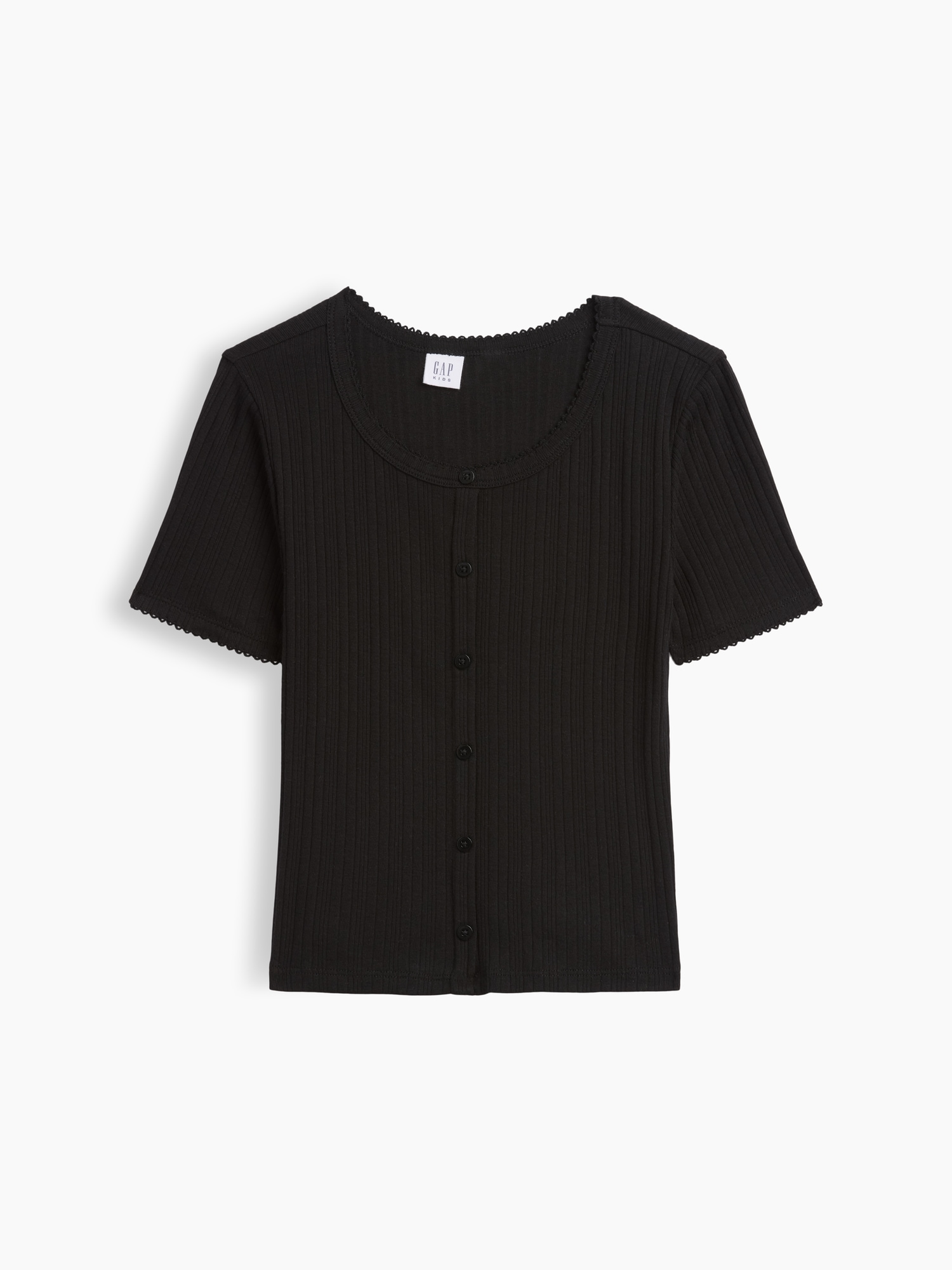 Kids Ribbed Button-Front Top