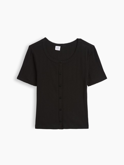 Kids Ribbed Button-Front Top