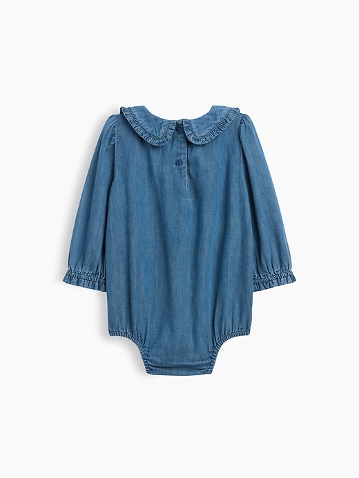 Image number 3 showing, Baby Collared Denim Bodysuit