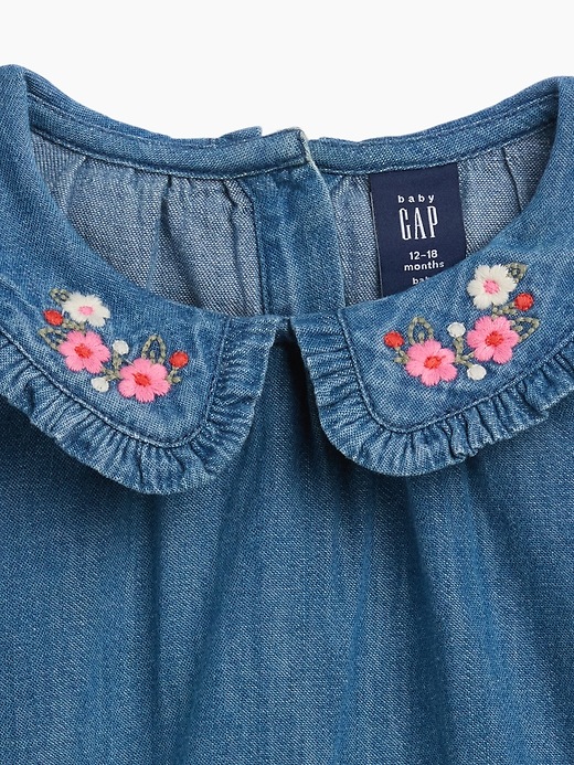 Image number 2 showing, Baby Collared Denim Bodysuit