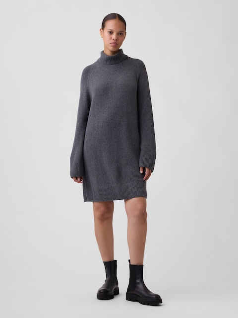 CashSoft Relaxed Turtleneck Mini Dress