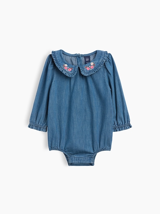 Image number 1 showing, Baby Collared Denim Bodysuit