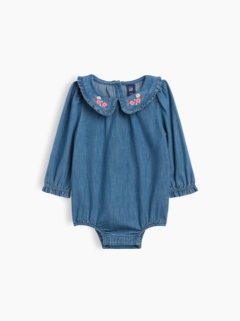 Baby Collared Denim Bodysuit