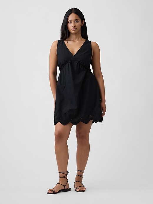 Image number 4 showing, Eyelet V-Neck Mini Dress