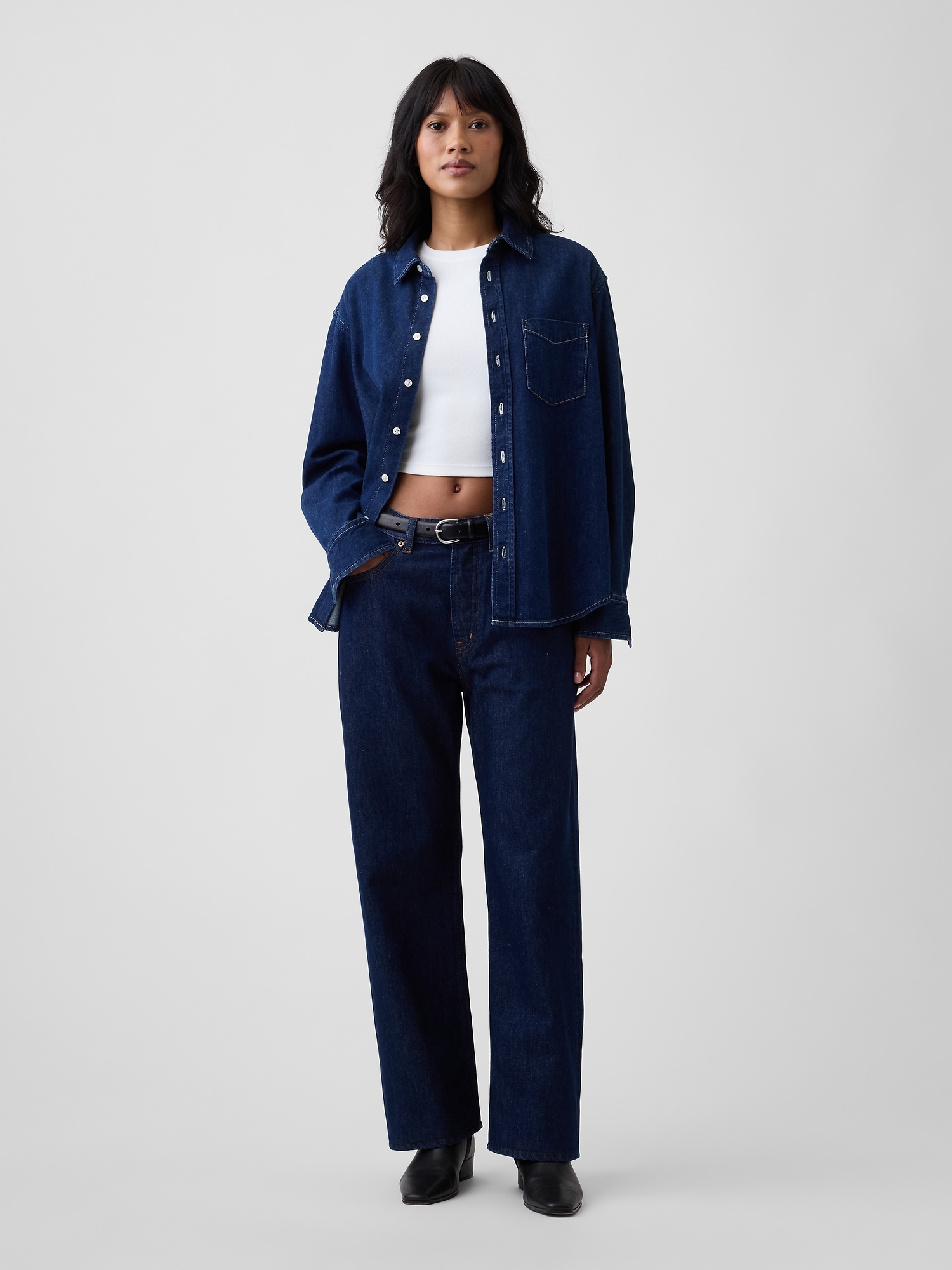 Low Slung Relaxed Straight Jeans