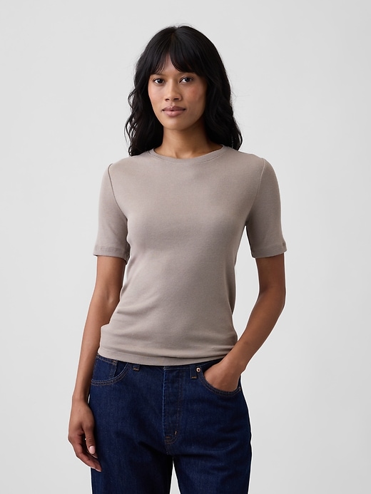 Image number 1 showing, Modern Ribbed Crewneck T-Shirt
