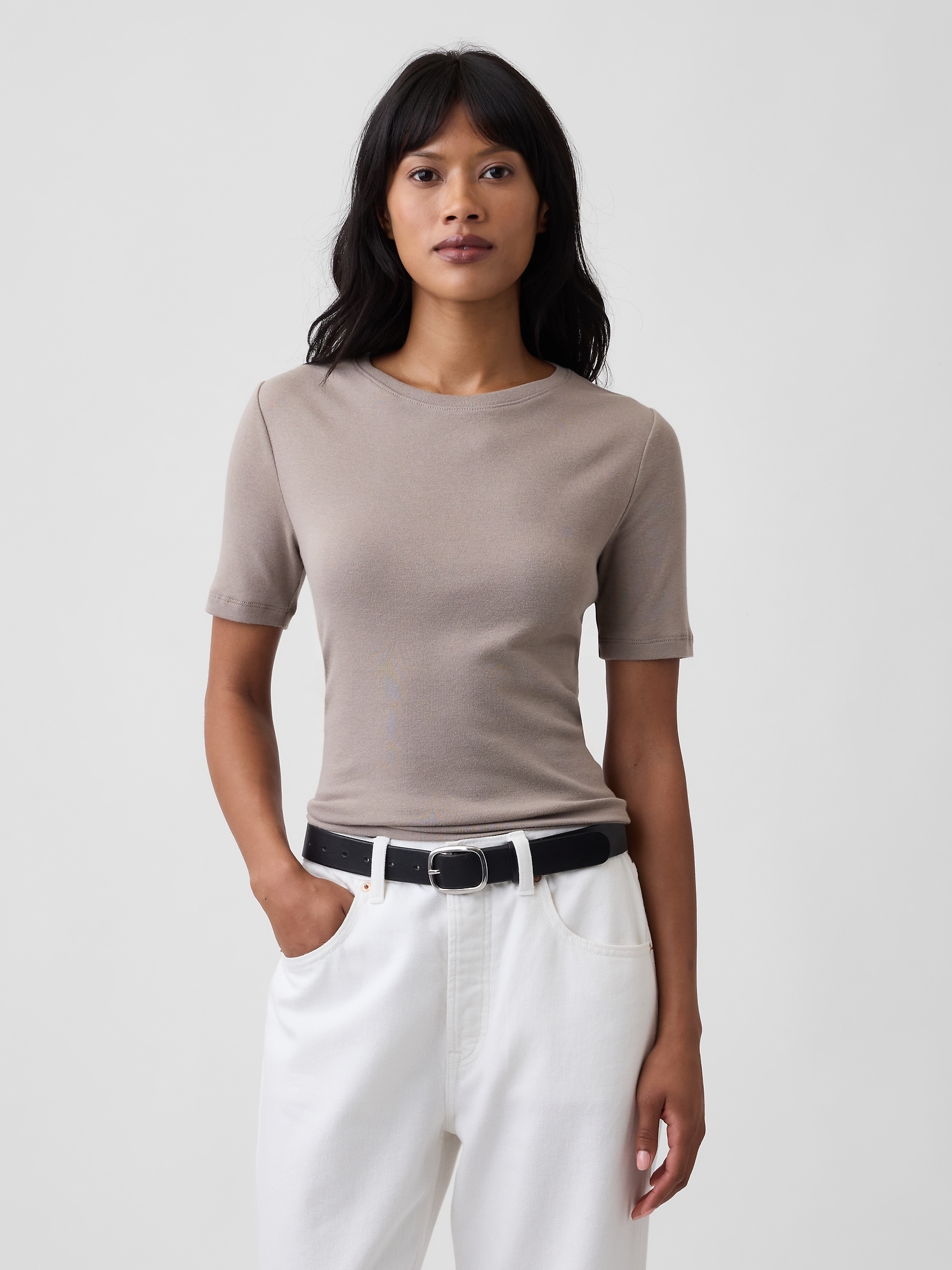 Modern Ribbed Crewneck T-Shirt