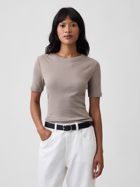Modern Ribbed Crewneck T-Shirt