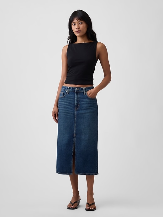 Image number 1 showing, Denim Midi Skirt