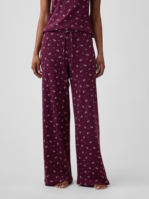 Image number 3 showing, Pointelle Wide-Leg PJ Pants