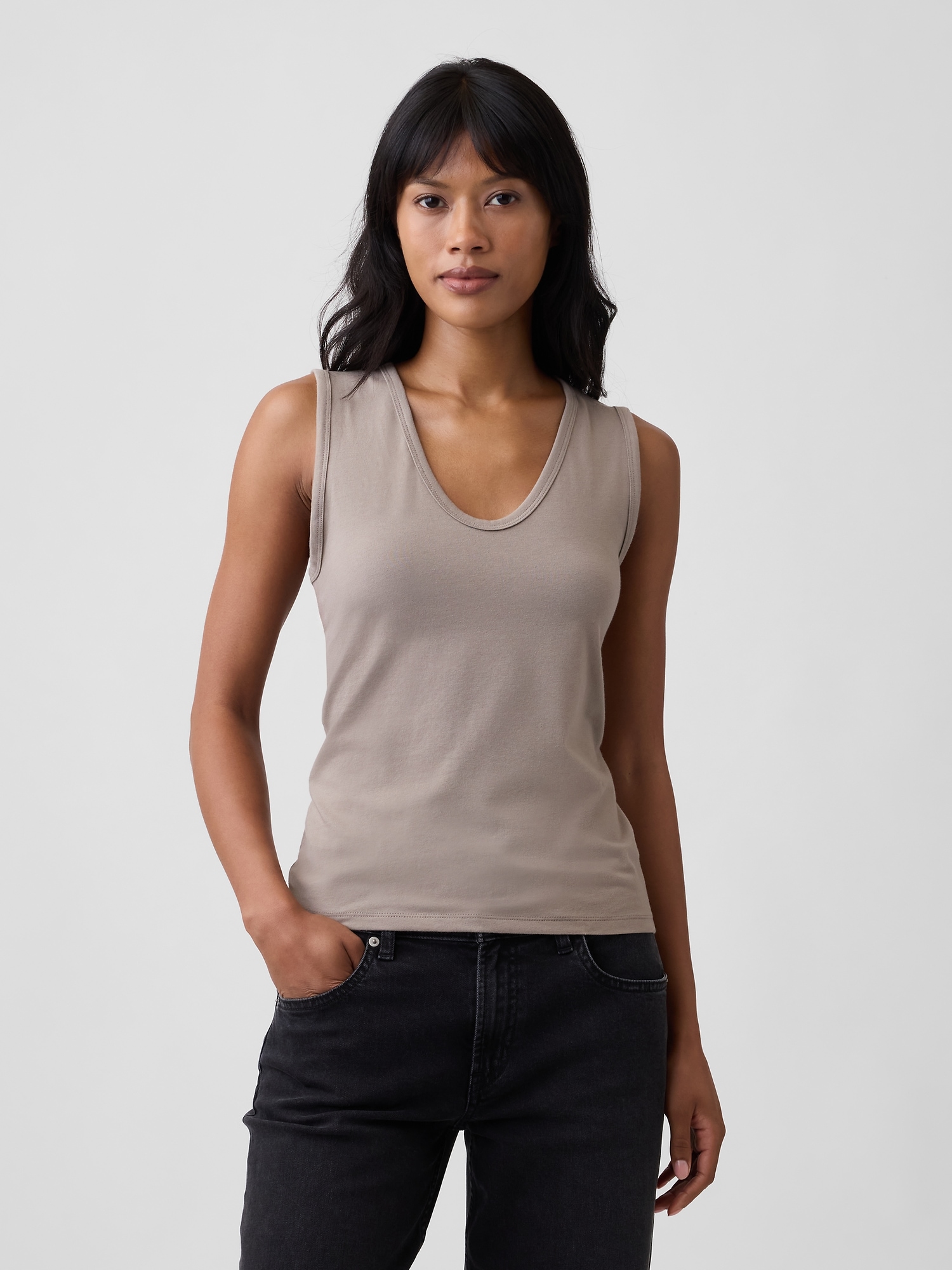 Ribbed V-Neck Tank Top