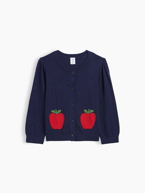 babyGap Puff Sleeve Graphic Cardigan
