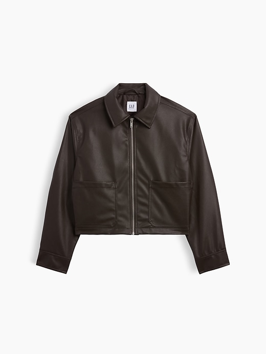 Relaxed Cropped Vegan-Leather Jacket | Gap Factory