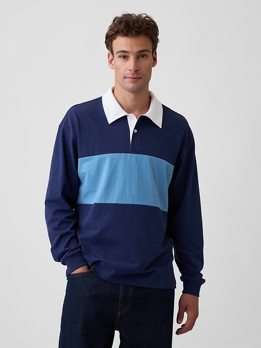 Image number 1 showing, Boxy Colorblock Rugby Polo Shirt