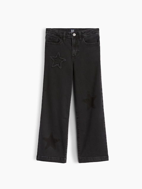 Kids High Rise Wide-Leg Ankle Jeans