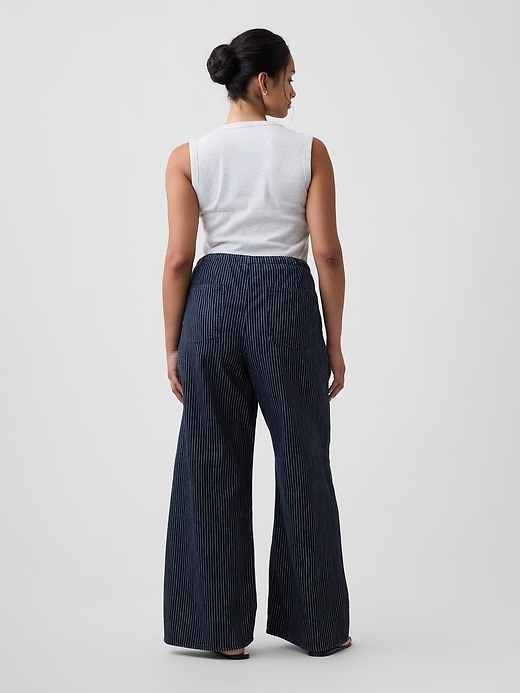 Image number 6 showing, Mid Rise Railroad Stripe Pull-On Wide-Leg Jeans
