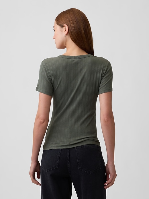 Image number 2 showing, Essential Ribbed Pointelle Crewneck T-Shirt