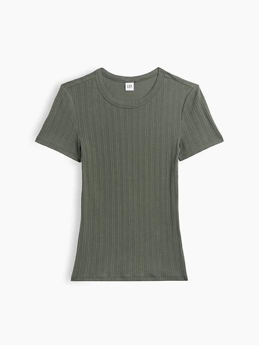 Image number 5 showing, Essential Ribbed Pointelle Crewneck T-Shirt