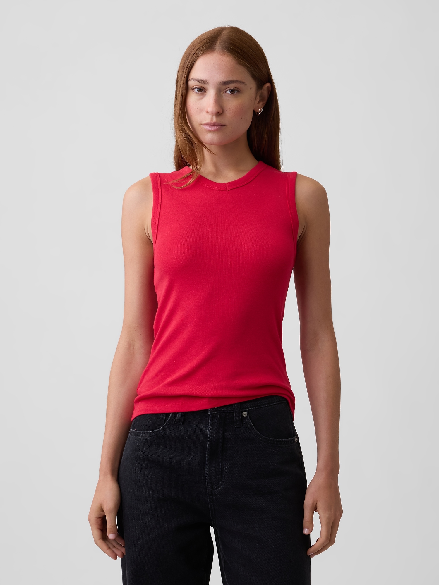 Modern Ribbed High-Neck Tank Top