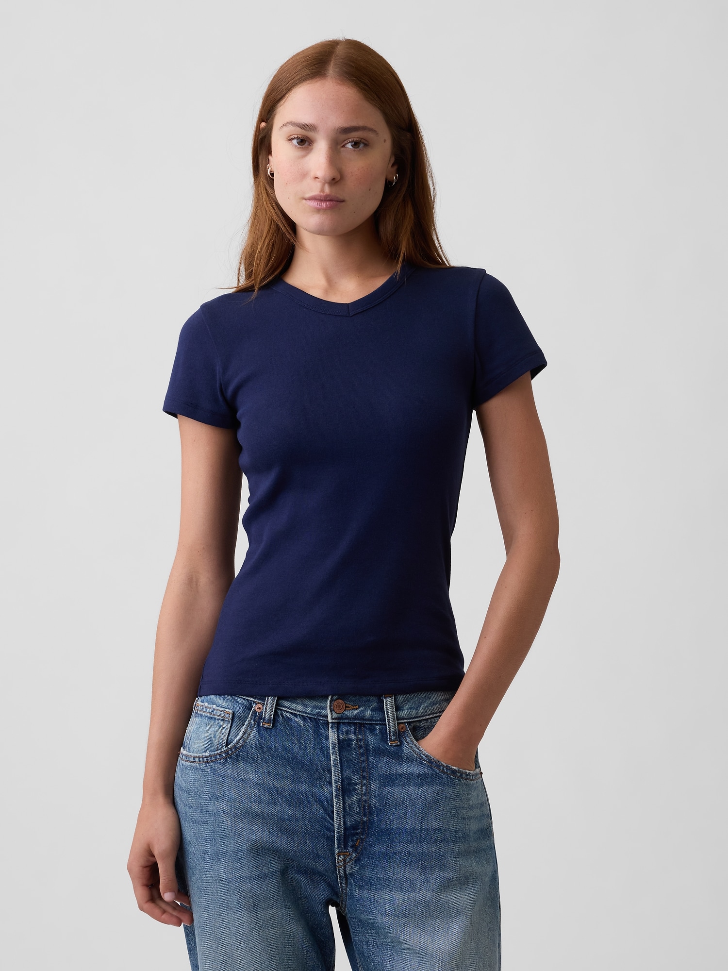 Modern Ribbed High-Neck T-Shirt