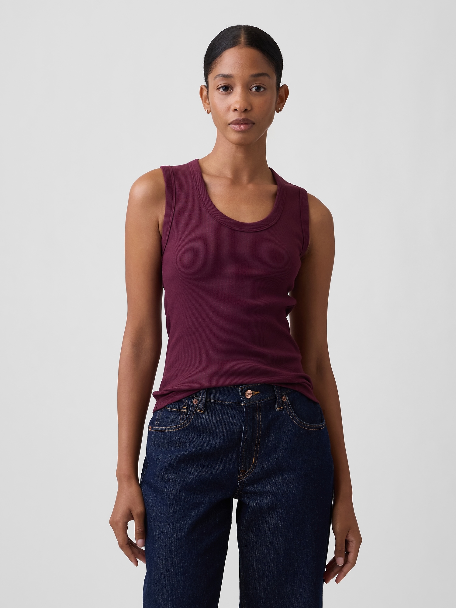 Ribbed Scoopneck Tank Top