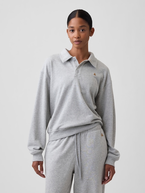 Relaxed Cropped Polo Sweatshirt