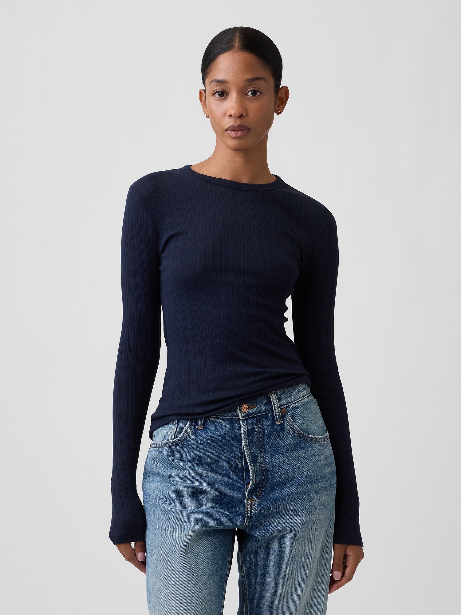 Essential Ribbed Pointelle T-Shirt