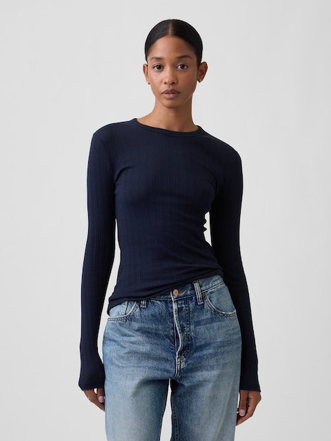 Essential Ribbed Pointelle T-Shirt