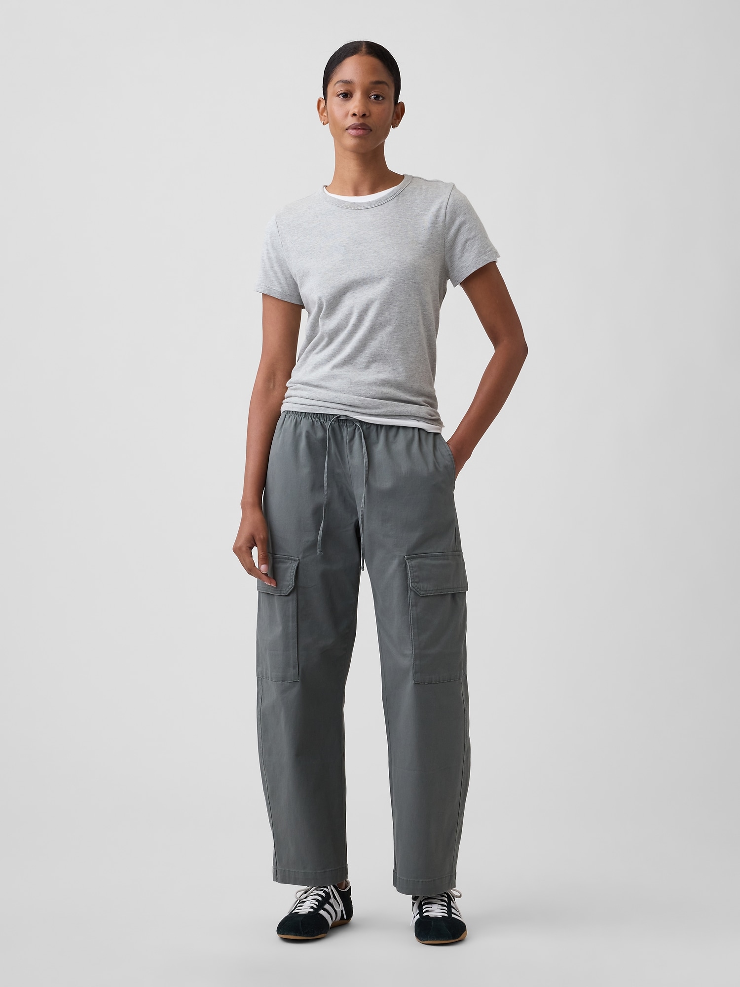Mid Rise Pull-On Barrel Khakis