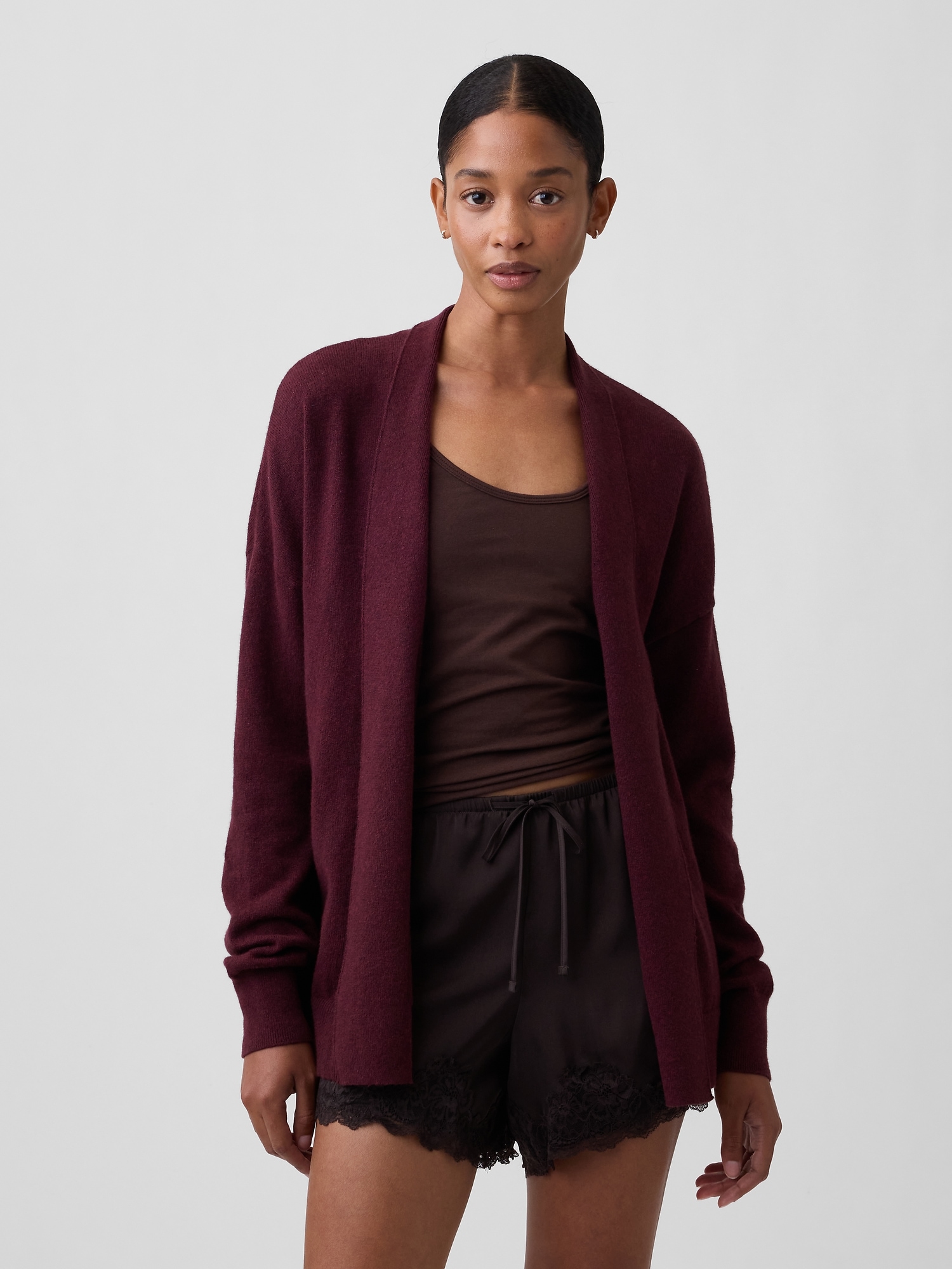 CashSoft Relaxed Open-Front Cardigan