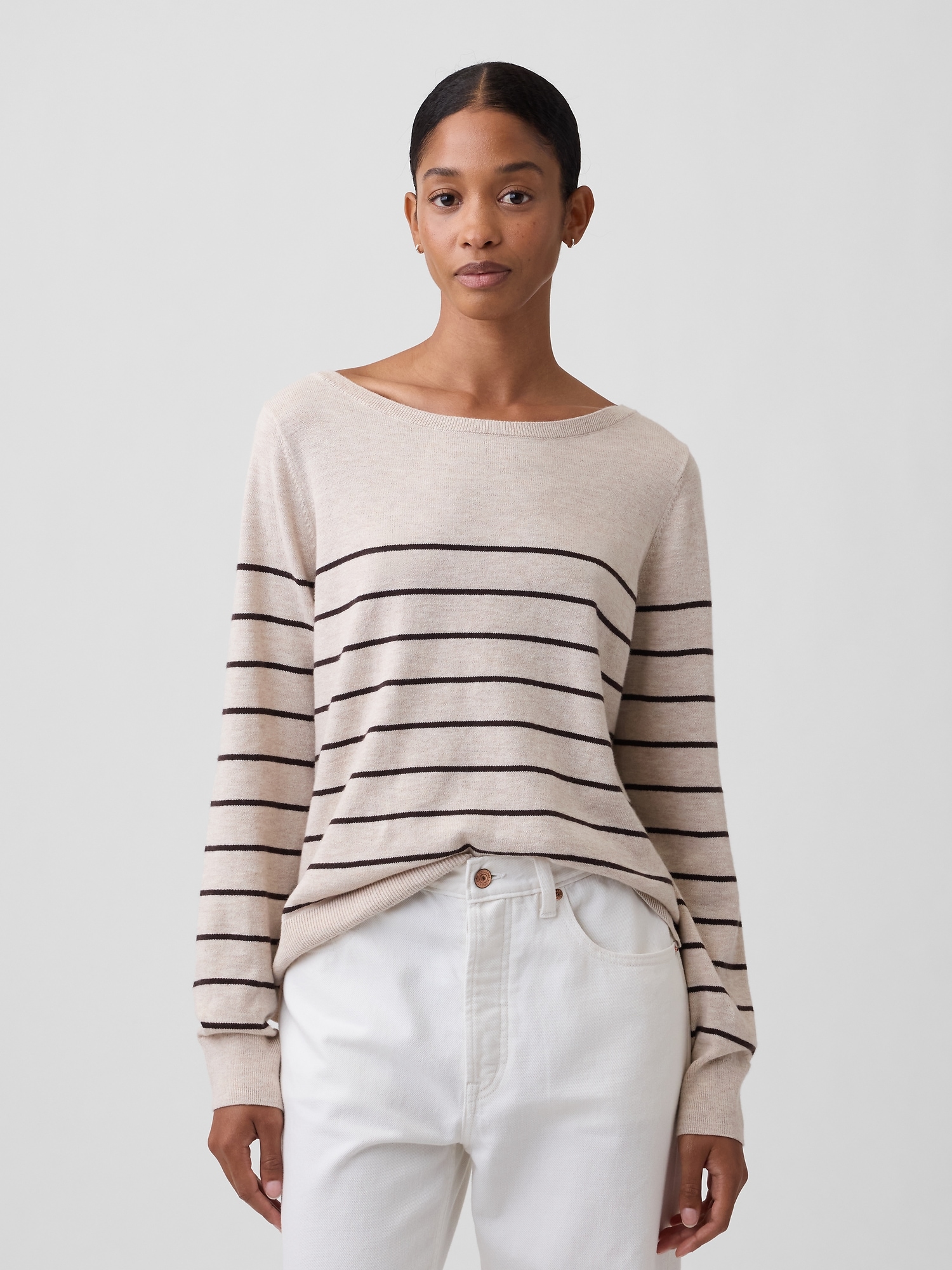 Relaxed Jersey Boatneck Sweater